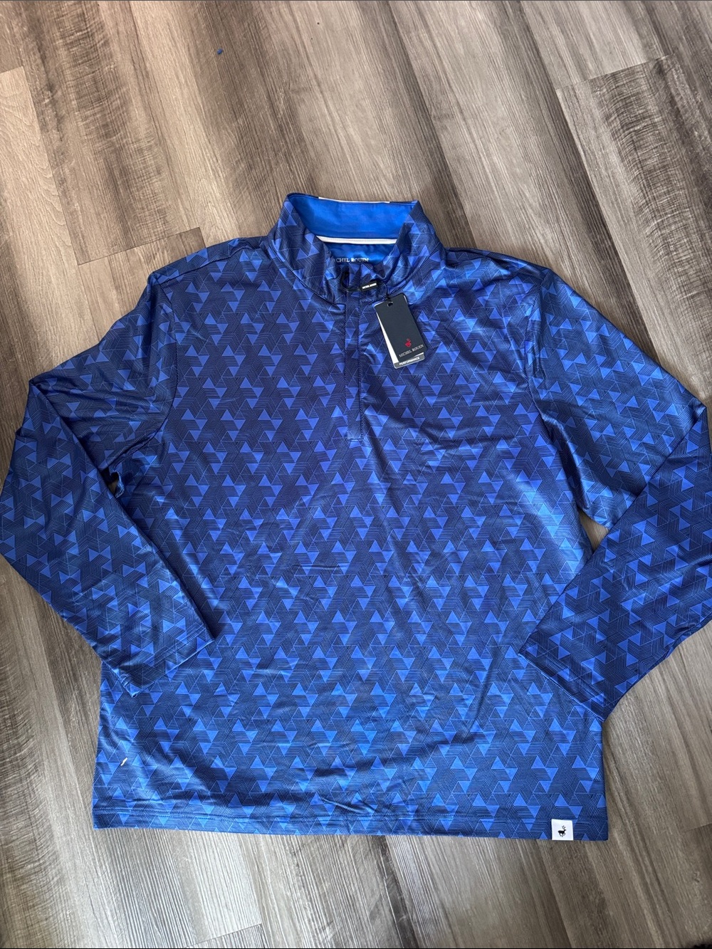 NEW Michael Rouen 2XL golf pullover performance blue black UPF 30+ wicking shirt